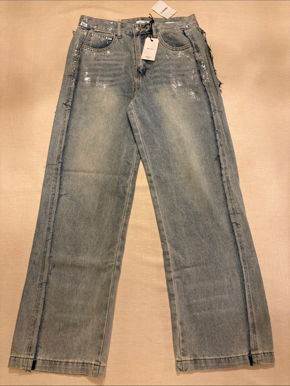 Forever 21 Women's Straight-Leg Jeans in Light Blue Wash